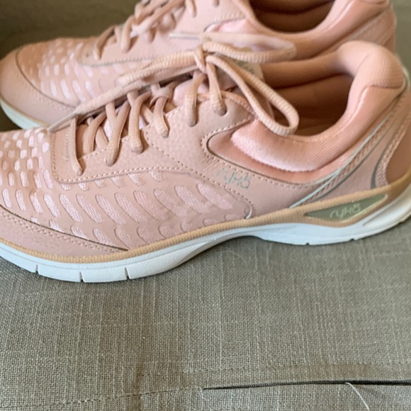 Ryka Women's Rae Walking Pink Low Top Leather Lace Up Mesh Sneakers - Picture 4 of 7